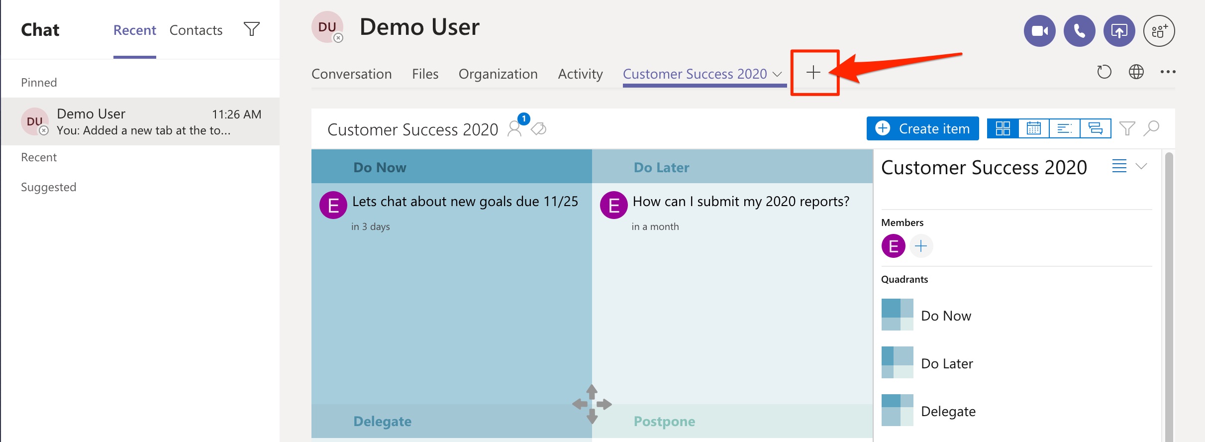 Open new chat on teams
