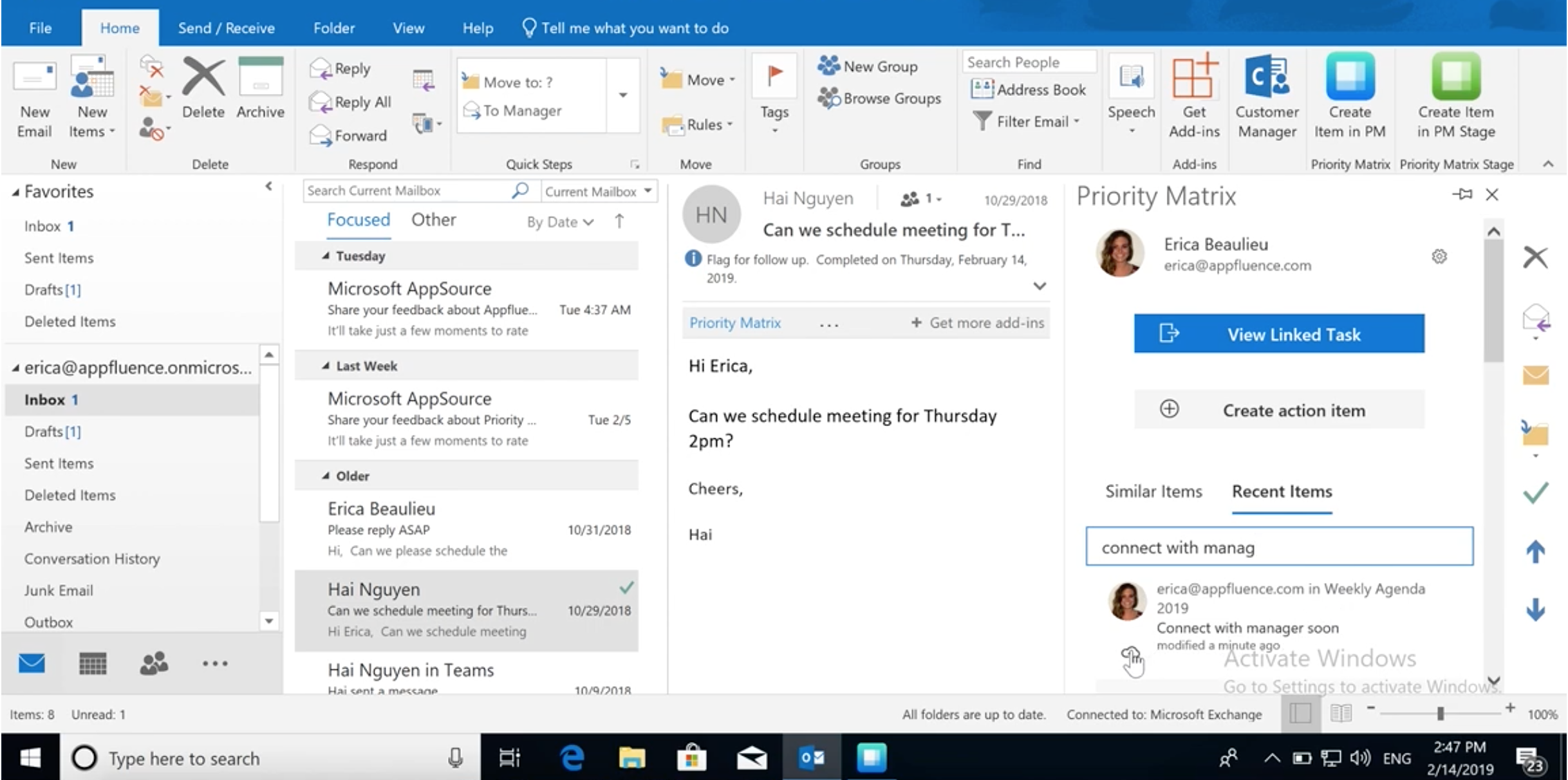 Convert Outlook Emails into Action items and Tasks
