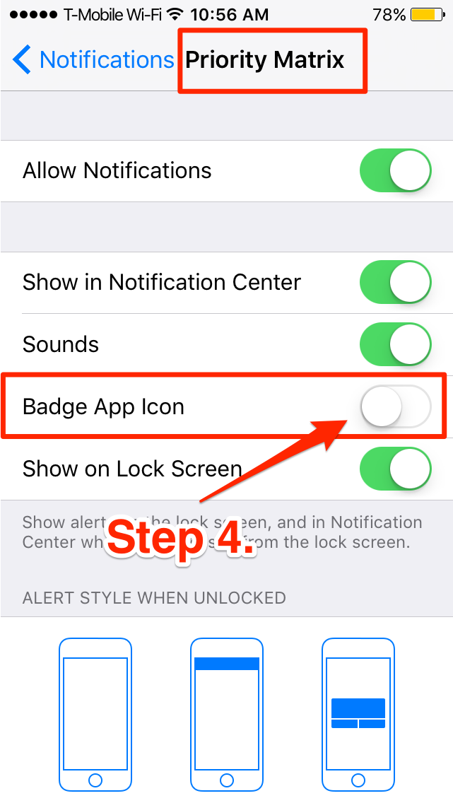 Priority Matrix Badge Notifications 