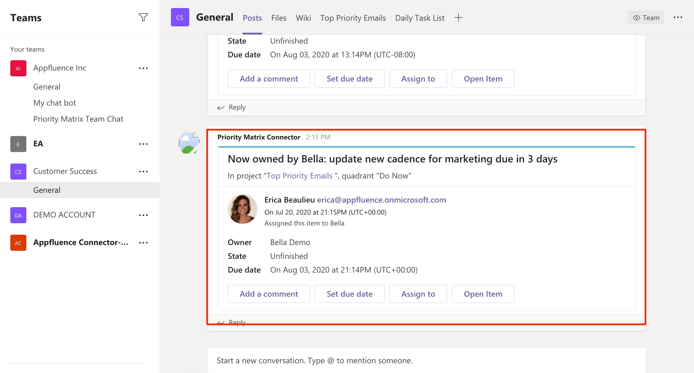 Notifications on Teams