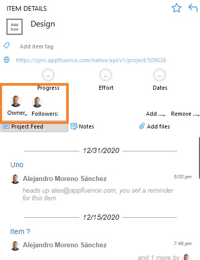 Task owners and followers