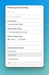 Showing or hiding archived projects