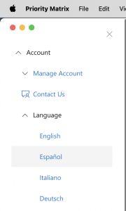 Changing the Priority Matrix language in the desktop apps