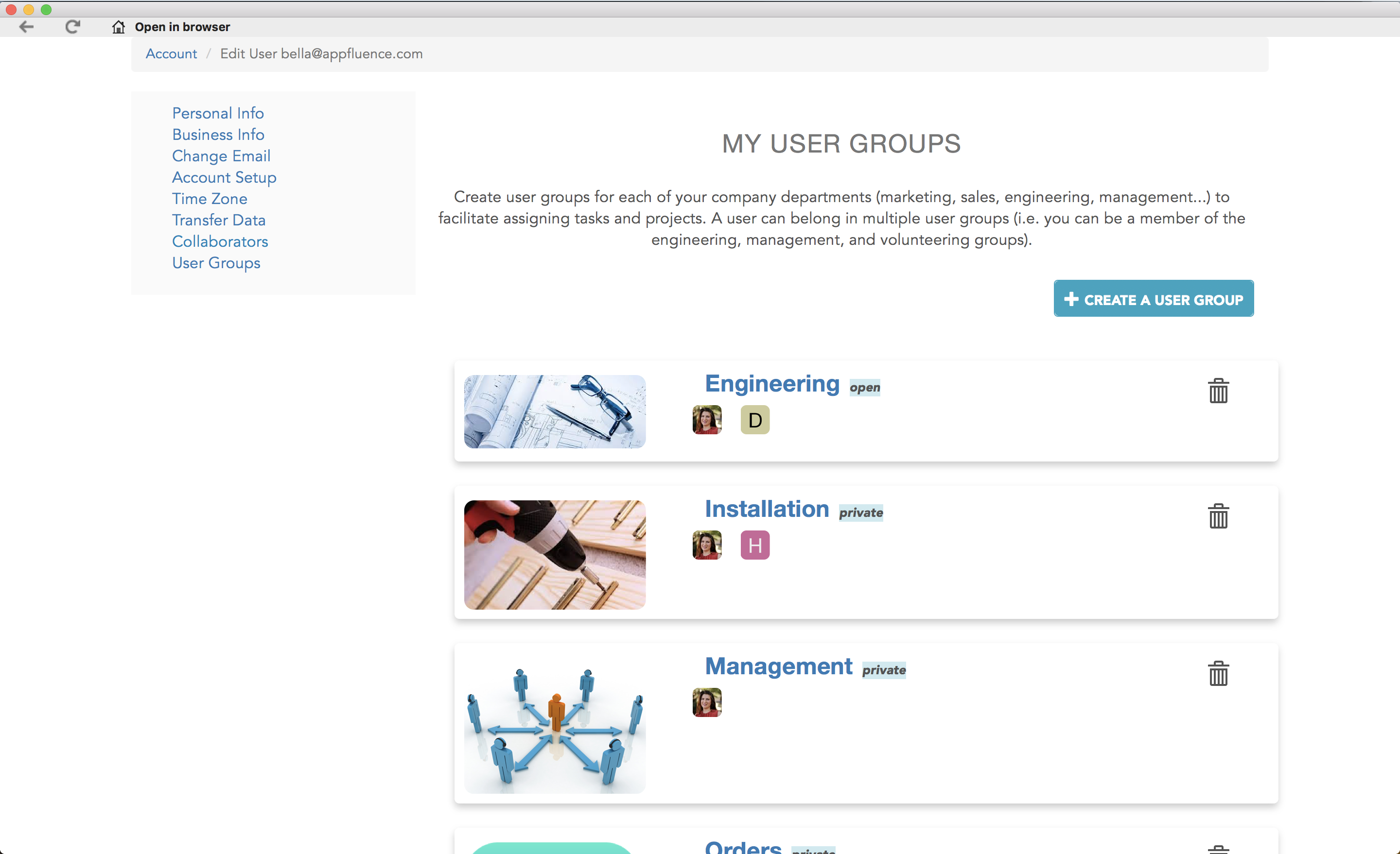 My user groups on Priority Matrix
