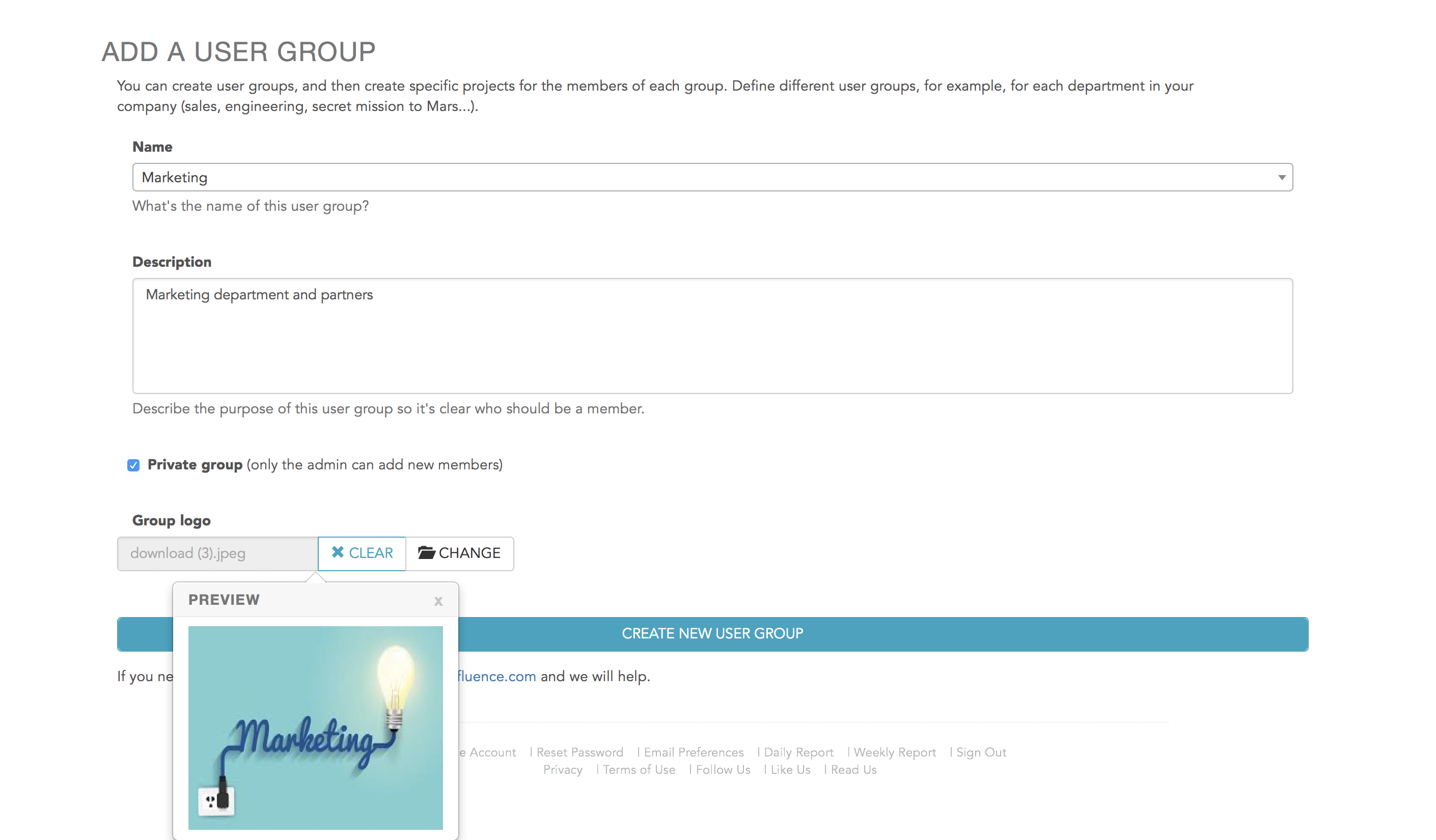 Add descriptions to user groups