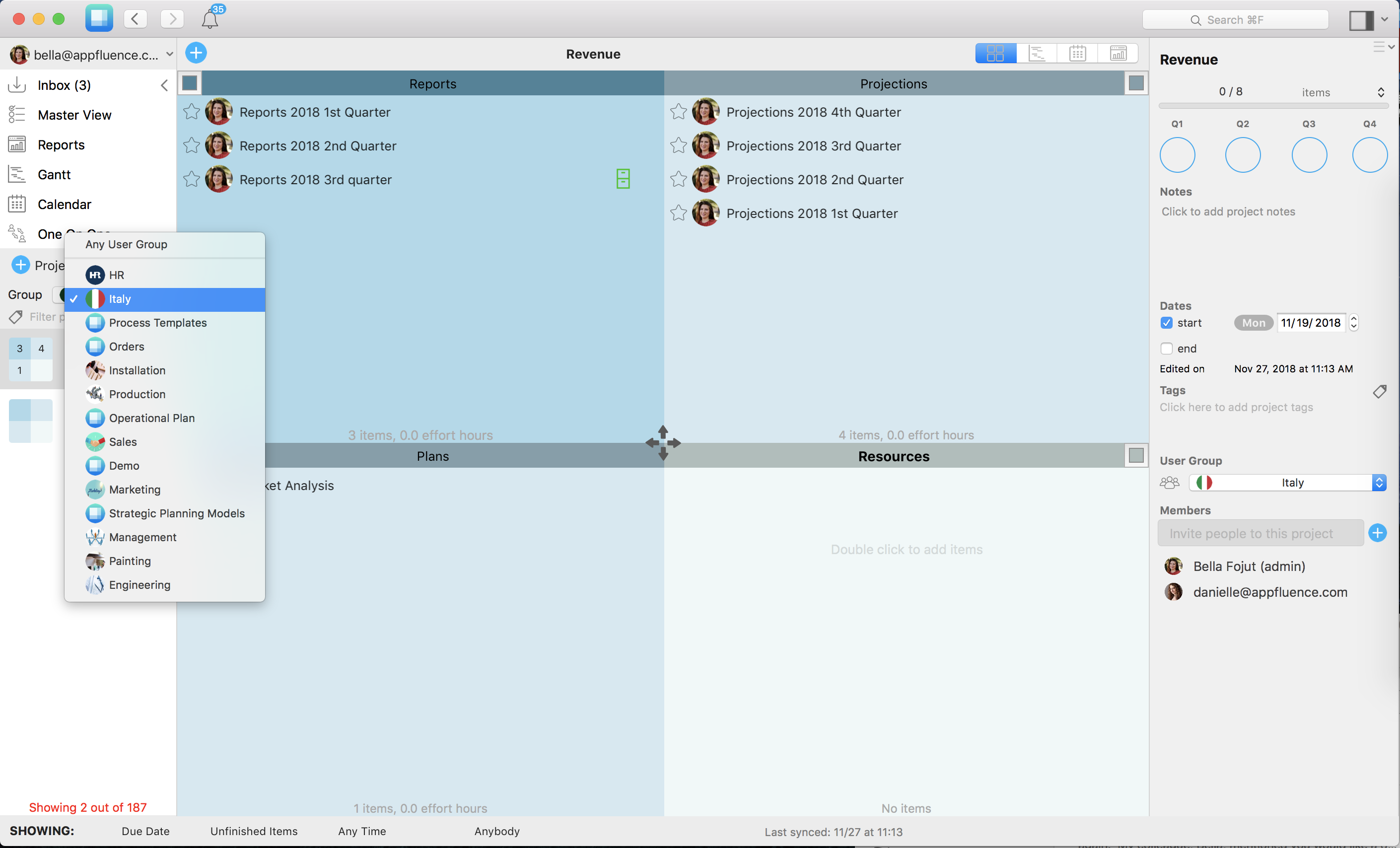 User Groups: Executive Oversight of Multiple Departments in a Company by appfluence.com/productivity