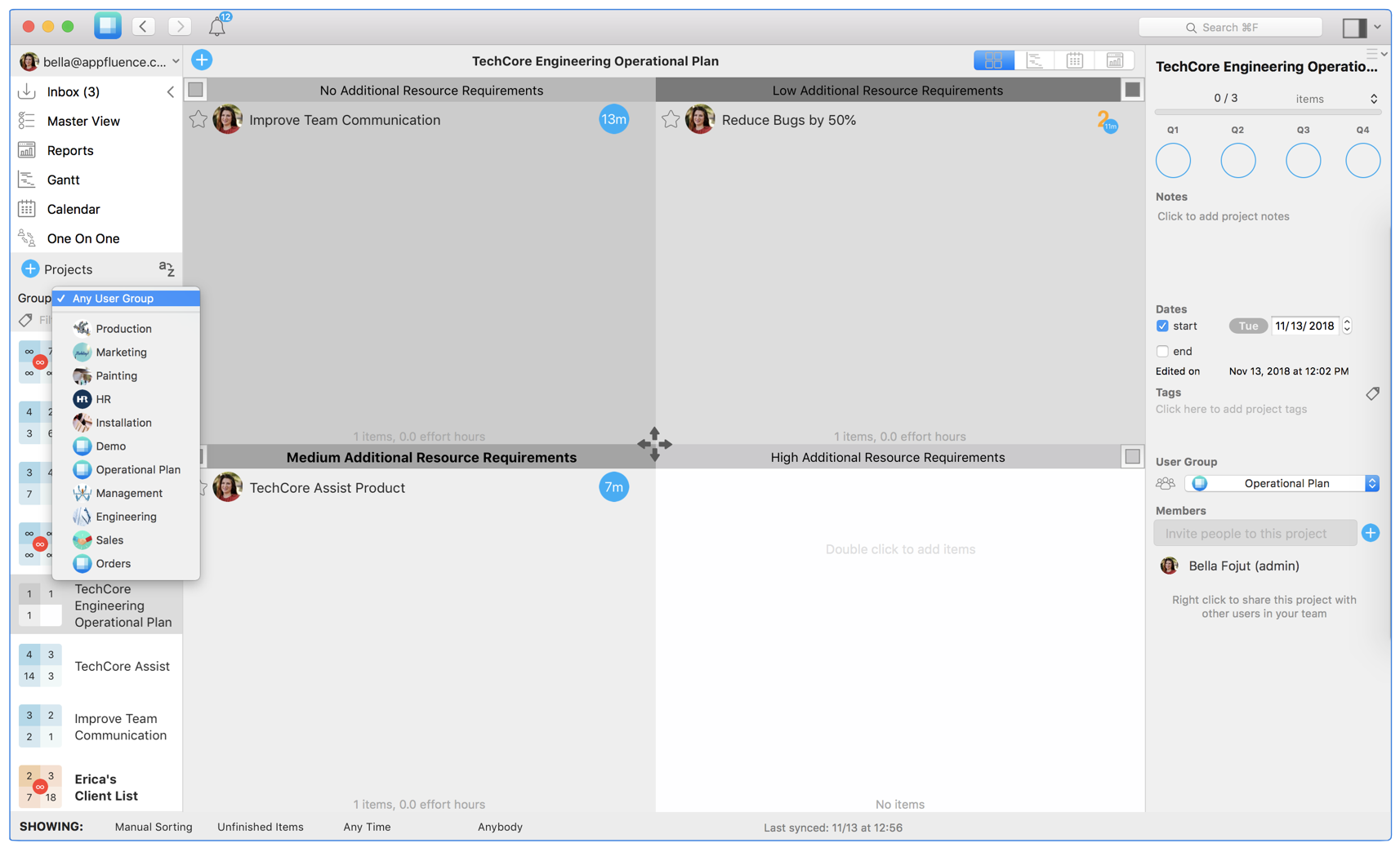 Operational Planning with Priority Matrix Gantt Charts by appfluence.com/productivity