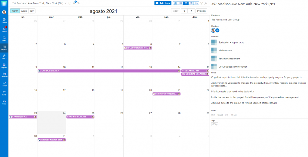 Short term rental property task calendar example
