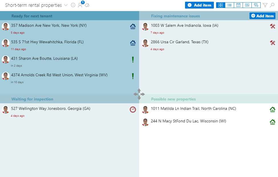 Priority Matrix property management dashboard template