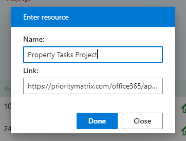 Link resource to item on Priority Matrix