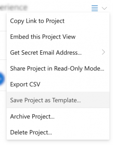 Exporting a Priority Matrix project as a template