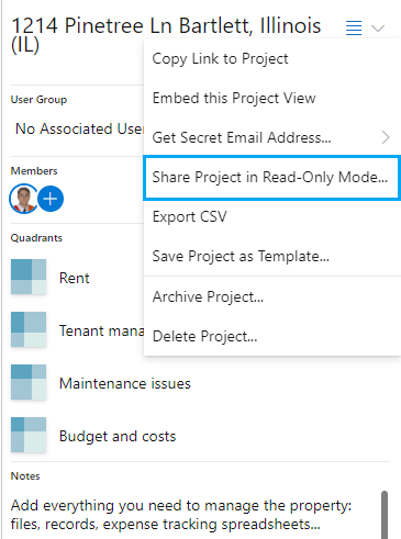 Share Project in Read-Only Mode on Priority Matrix