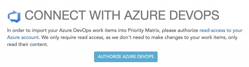 Authorize Azure DevOps to connect with Priority Matrix