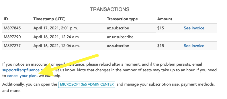 Canceling Priority Matrix from the Appfluence dashboard