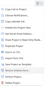 Restoring Priority Matrix items for a given project