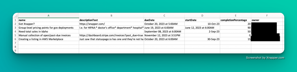 Expected format for importing .csv files into Priority Matrix