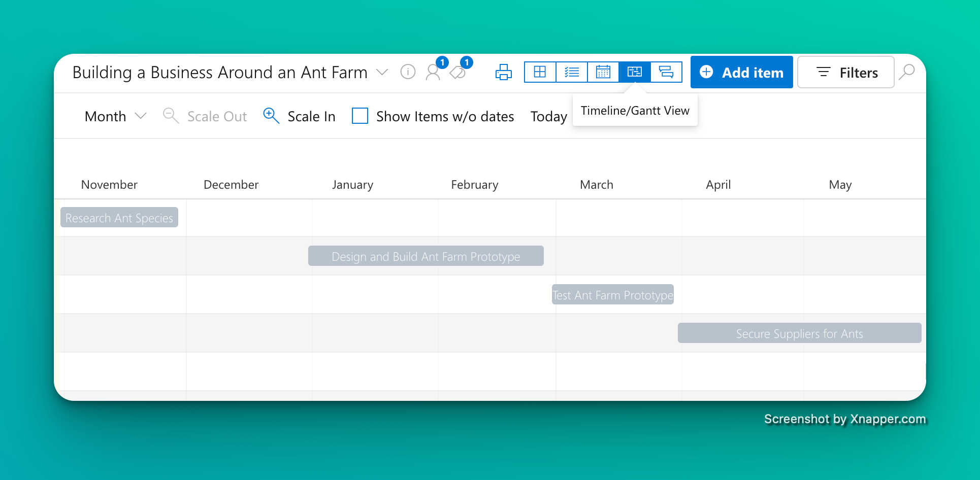Gantt Chart in Priority Matrix