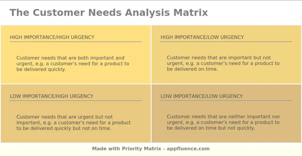 Customer Needs Analysis Matrix