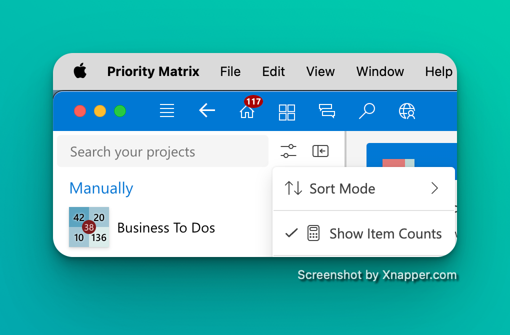 Enabling the item counters in Priority Matrix