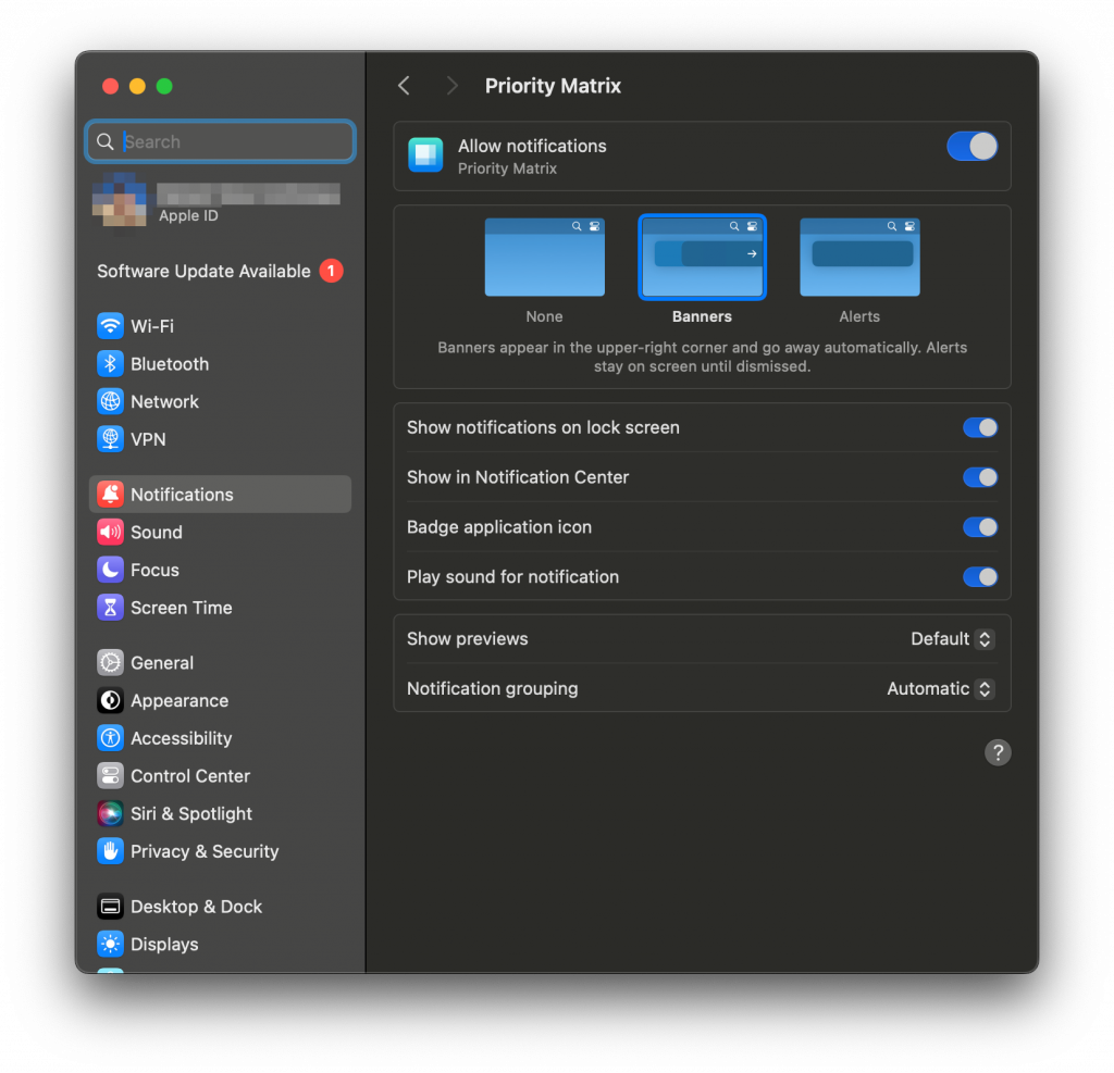 Notifications in macOS