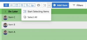 Starting the multiple item selection in Priority Matrix