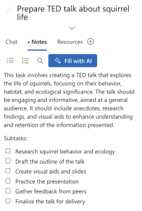 Priority Matrix task view showing a TED talk about squirrel life with subtasks