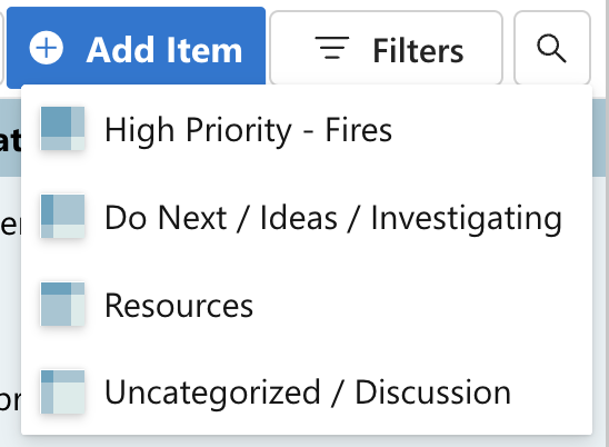 Adding a new item to a Priority Matrix project